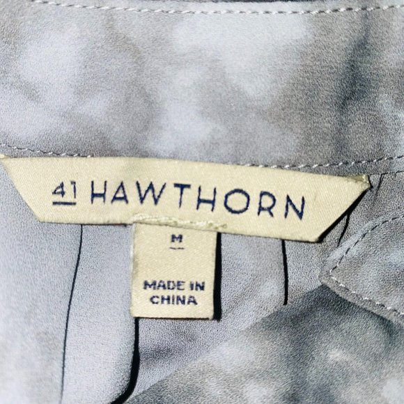 41 Hawthorn Womens Medium M Polyester Grey Mottled Tie Dye Print Slit Sides Top - Picture 8 of 8